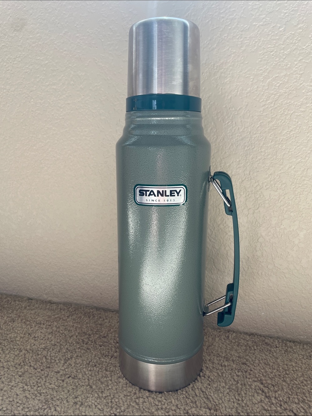 Vintage Stanley Thermos Coffee Green Outdoor Camping Canteen Insulated Army